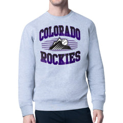 Colorado Rockies Starter Team Grit Graphic Fleece Pullover Sweatshirt - Heather Gray - MLB Lifestyle