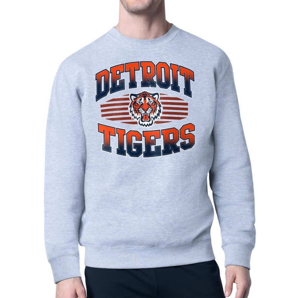 Detroit Tigers Starter Team Grit Graphic Fleece Pullover Sweatshirt - Heather Gray - MLB Sale