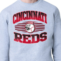 Cincinnati Reds Starter Team Grit Graphic Fleece Pullover Sweatshirt - Heather Gray - MLB Discount