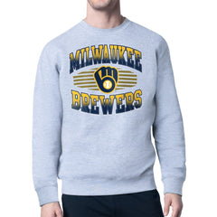 Milwaukee Brewers Starter Team Grit Graphic Fleece Pullover Sweatshirt - Heather Gray - MLB Discount