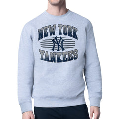 New York Yankees Starter Team Grit Graphic Fleece Pullover Sweatshirt - Heather Gray - MLB Discount