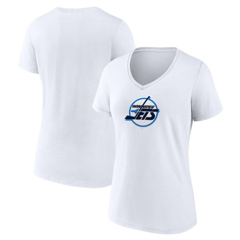 Winnipeg Jets Women's Primary Logo V-Neck T-Shirt - White - NHL 203353771
