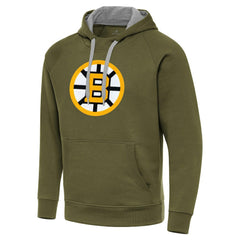 Boston Bruins Antigua Victory Pullover Hoodie - Olive - NHL 203361772
