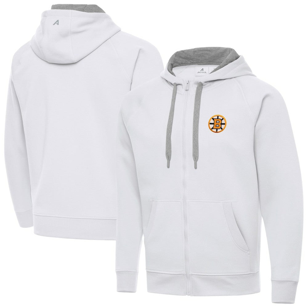 Boston Bruins Antigua Victory Full-Zip Hoodie - White - NHL 203361786