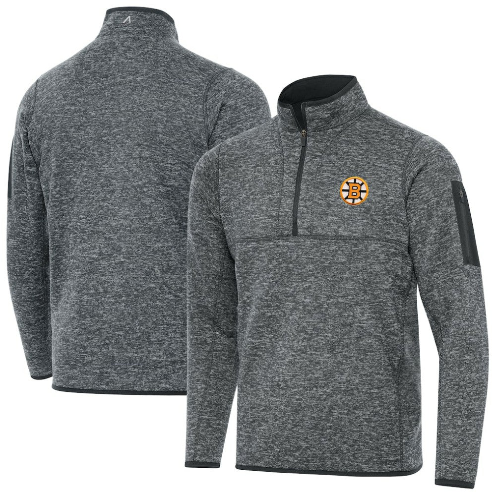 Boston Bruins Antigua Fortune Quarter-Zip Pullover Jacket - Heather Black - NHL 203361790