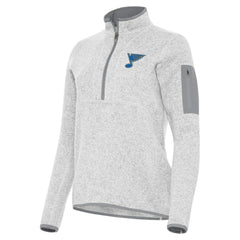 St. Louis Blues Antigua Women's Fortune Half-Zip Pullover - Heather Gray - NHL 203361804