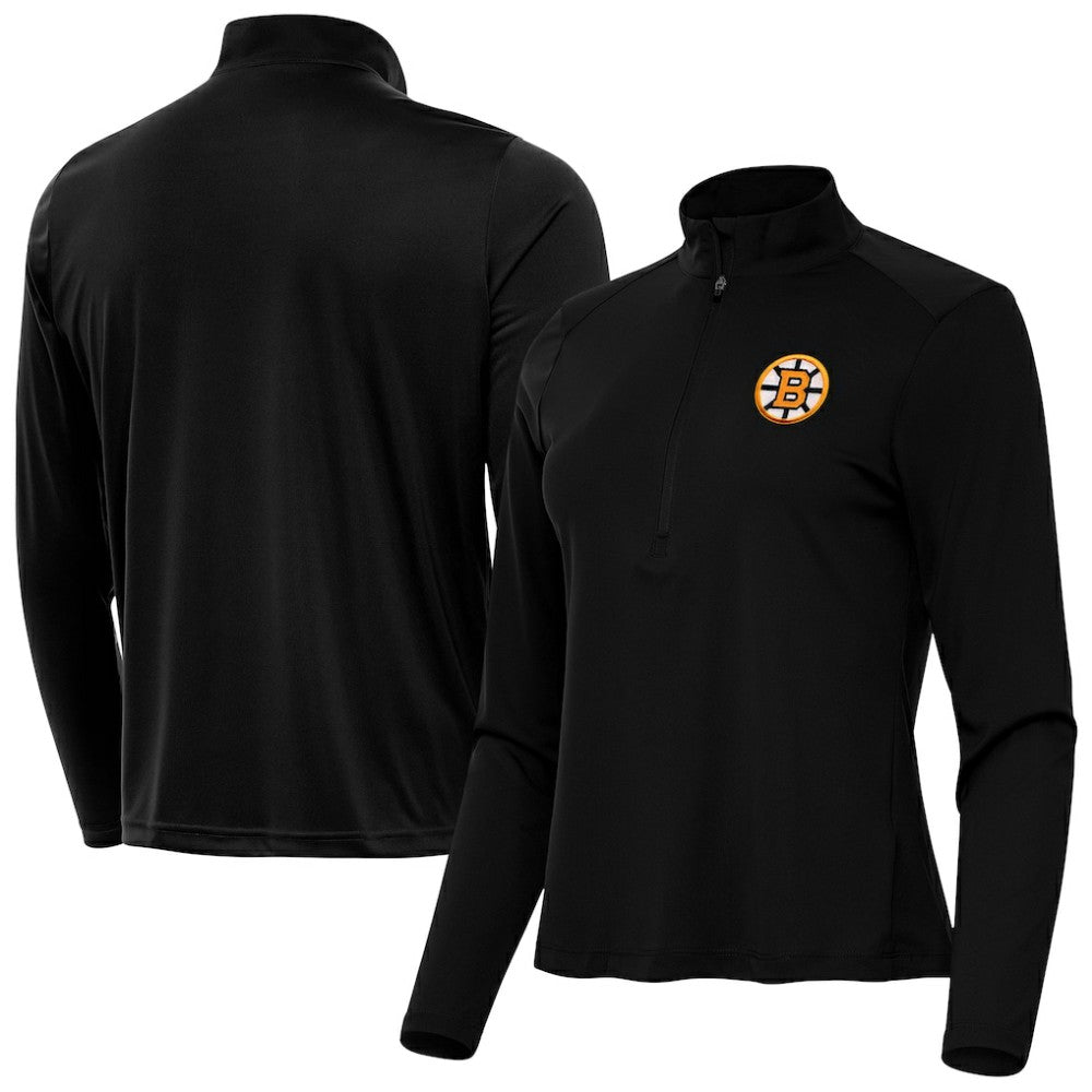 Boston Bruins Antigua Women's Tribute Half-Zip Pullover - Black - NHL 203361837