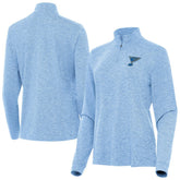 St. Louis Blues Antigua Mentor Long Sleeve Quarter-Zip Mock Polo - Heather Blue - NHL 203361919