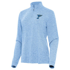 St. Louis Blues Antigua Mentor Long Sleeve Quarter-Zip Mock Polo - Heather Blue - NHL 203361919
