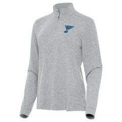 St. Louis Blues Antigua Mentor Long Sleeve Quarter-Zip Mock Polo - Heather Gray - NHL 203361922
