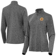 Boston Bruins Antigua Mentor Long Sleeve Quarter-Zip Mock Polo - Heather Black - NHL 203361923