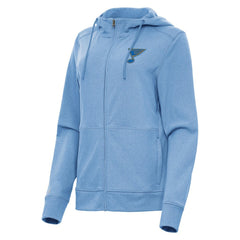 St. Louis Blues Antigua Women's Seeker Full-Zip Hoodie - Heather Blue - NHL 203361938