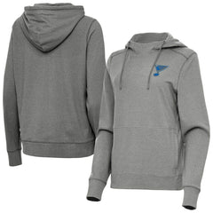 St. Louis Blues Antigua Women's Justice Pullover Hoodie - Heather Black - NHL 203361943
