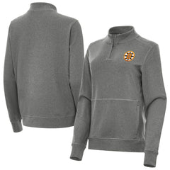 Boston Bruins Antigua Women's Crush Quarter-Zip Pullover - Heather Black - NHL 203361948