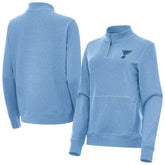 St. Louis Blues Antigua Women's Crush Quarter-Zip Pullover - Heather Blue - NHL 203361950