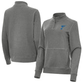 St. Louis Blues Antigua Women's Crush Quarter-Zip Pullover - Heather Black - NHL 203361951