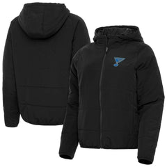 St. Louis Blues Antigua Women's Raglan Universe Full-Zip Hooded Jacket - Black - NHL 203361956
