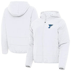 St. Louis Blues Antigua Women's Raglan Universe Full-Zip Hooded Jacket - White - NHL 203361957