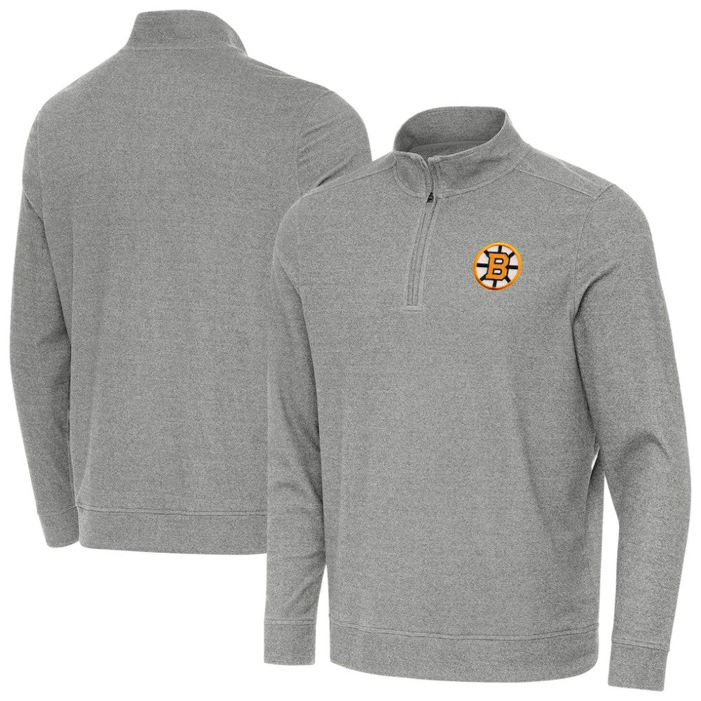 Boston Bruins Antigua Subtle Quarter-Zip Sweatshirt - Heather Black - NHL 203361975