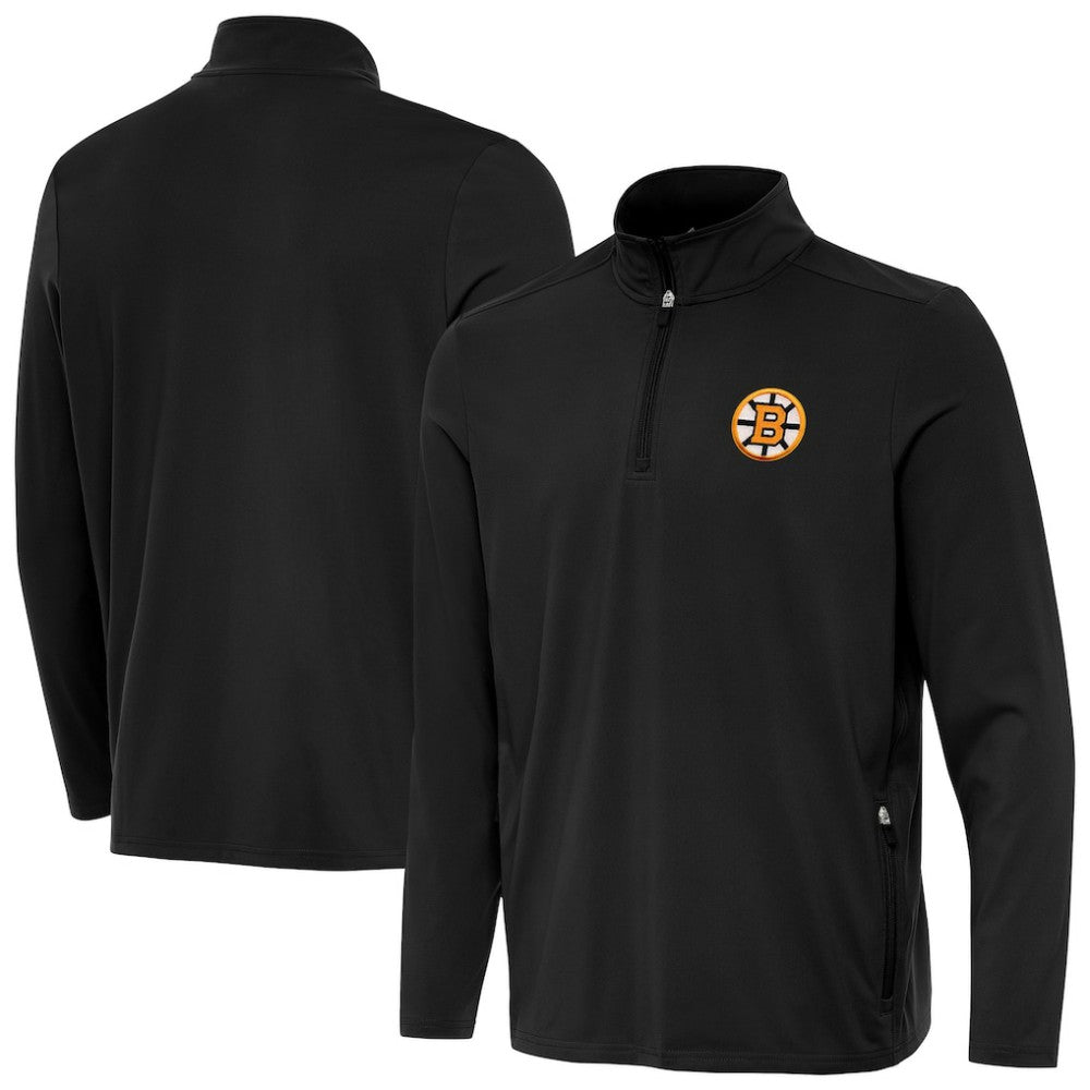Boston Bruins Antigua Perilous Quarter-Zip Sweatshirt - Black - NHL 203361988