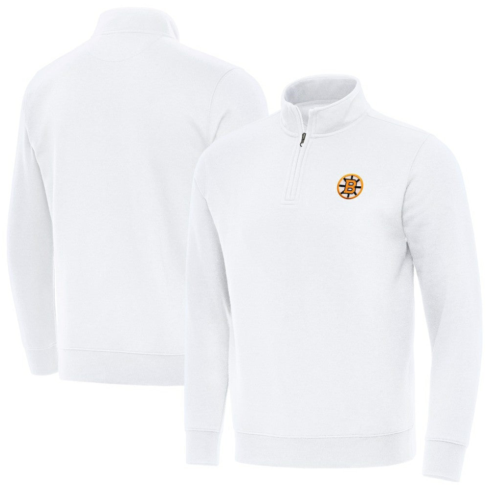 Boston Bruins Antigua Victory Quarter-Zip Pullover Top - White - NHL 203362005