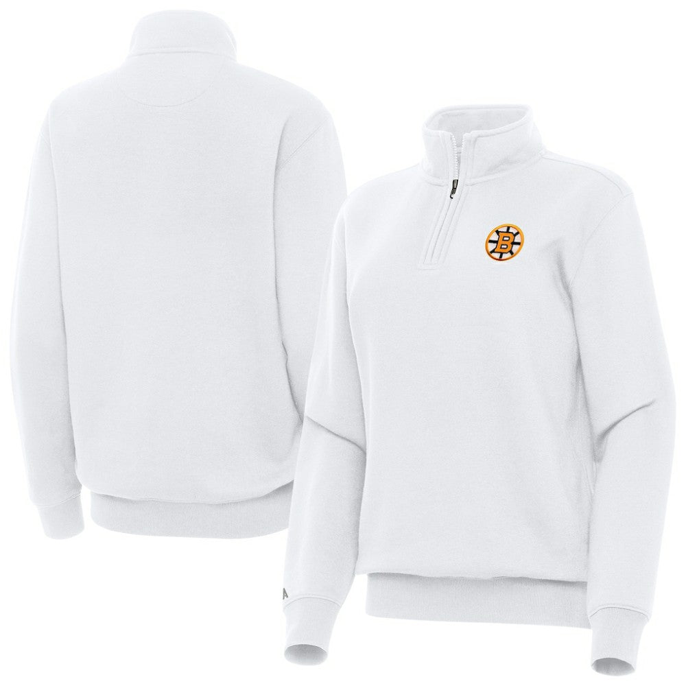 Boston Bruins Antigua Women's Victory Quarter-Zip Pullover Top - White - NHL 203362011