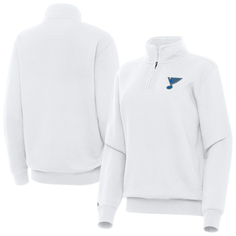 St. Louis Blues Antigua Women's Victory Quarter-Zip Pullover Top - White - NHL 203362012
