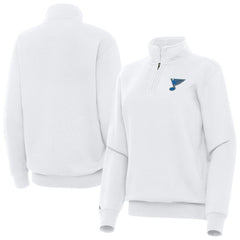 St. Louis Blues Antigua Women's Victory Quarter-Zip Pullover Top - White - NHL 203362012