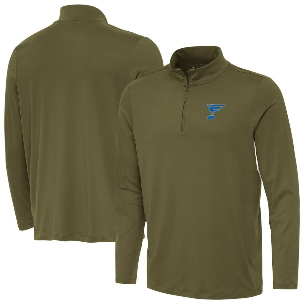 St. Louis Blues Antigua Reprocess Quarter-Zip Pullover - Olive - NHL 203362032