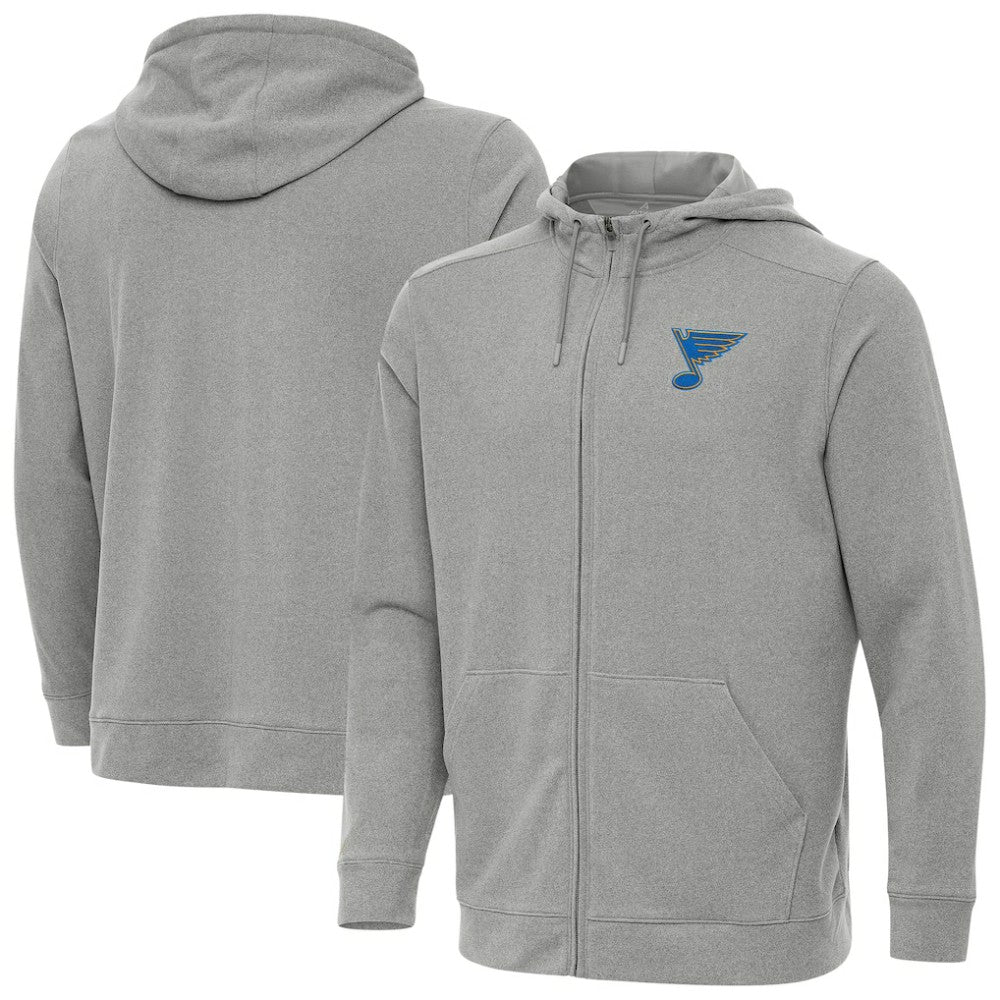 St. Louis Blues Antigua Effortless Full-Zip Hoodie - Heather Gray - NHL 203362097