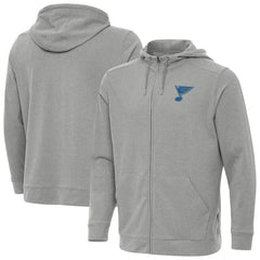 St. Louis Blues Antigua Effortless Full-Zip Hoodie - Heather Gray - NHL 203362097