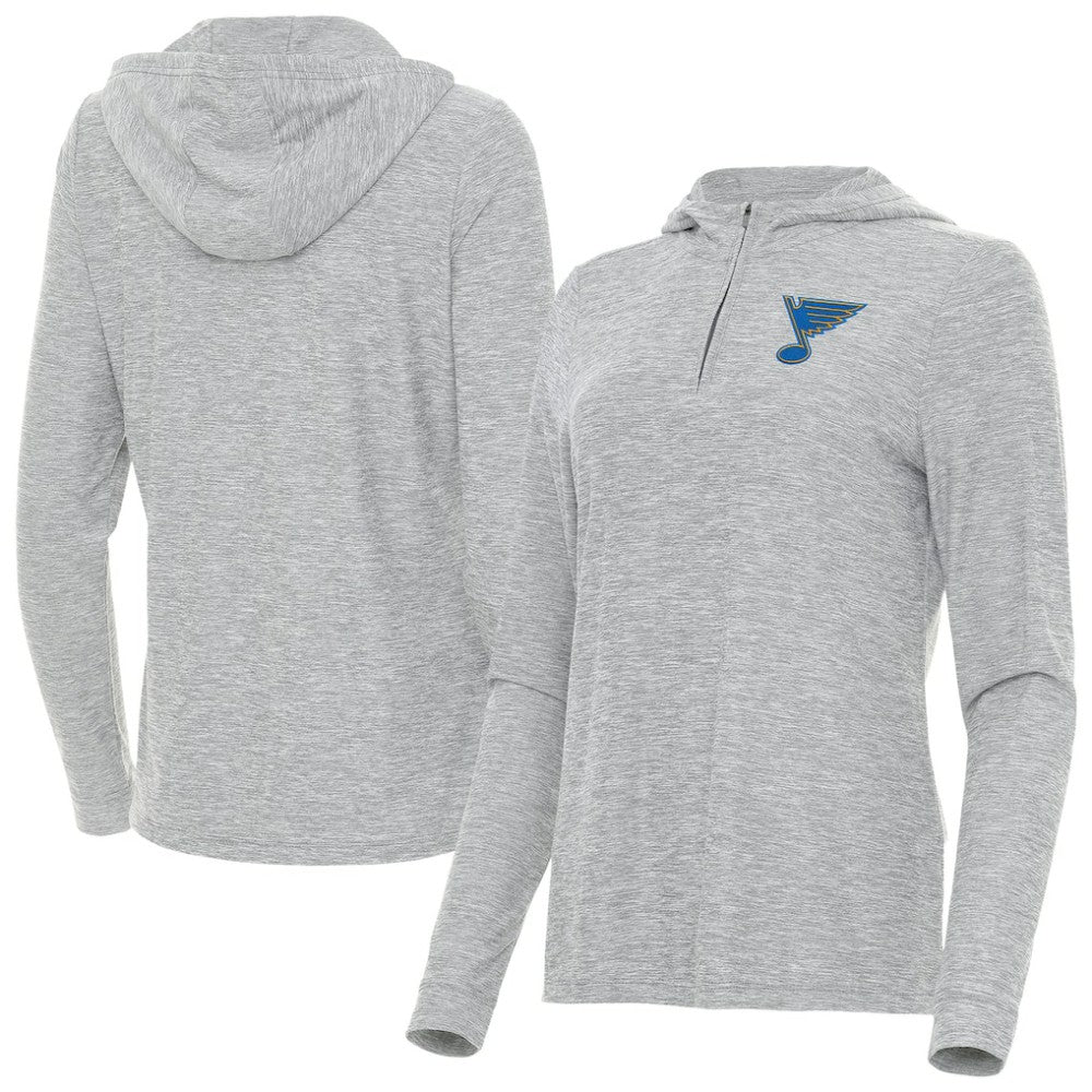 St. Louis Blues Antigua Women's Daybreak Quarter-Zip Hoodie - Heather Gray - NHL 203362118