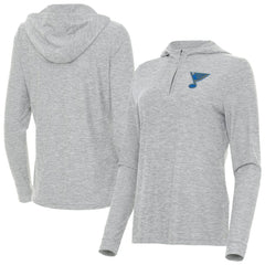 St. Louis Blues Antigua Women's Daybreak Quarter-Zip Hoodie - Heather Gray - NHL 203362118
