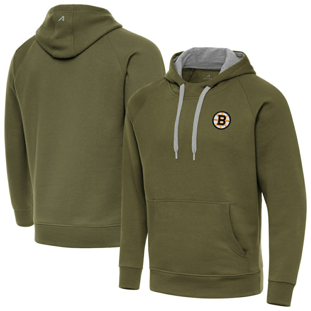 Boston Bruins Antigua Victory Pullover Hoodie - Olive - NHL 203362220