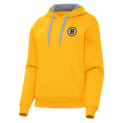 Boston Bruins Antigua Women's Victory Pullover Hoodie - Gold - NHL 203362245