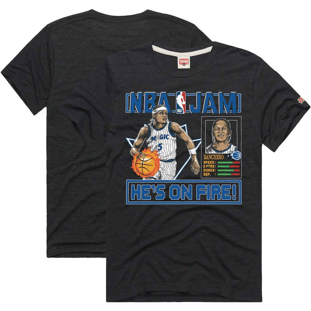 Paolo Banchero Orlando Magic Homage Unisex NBA Jam Tri-Blend T-Shirt Charcoal