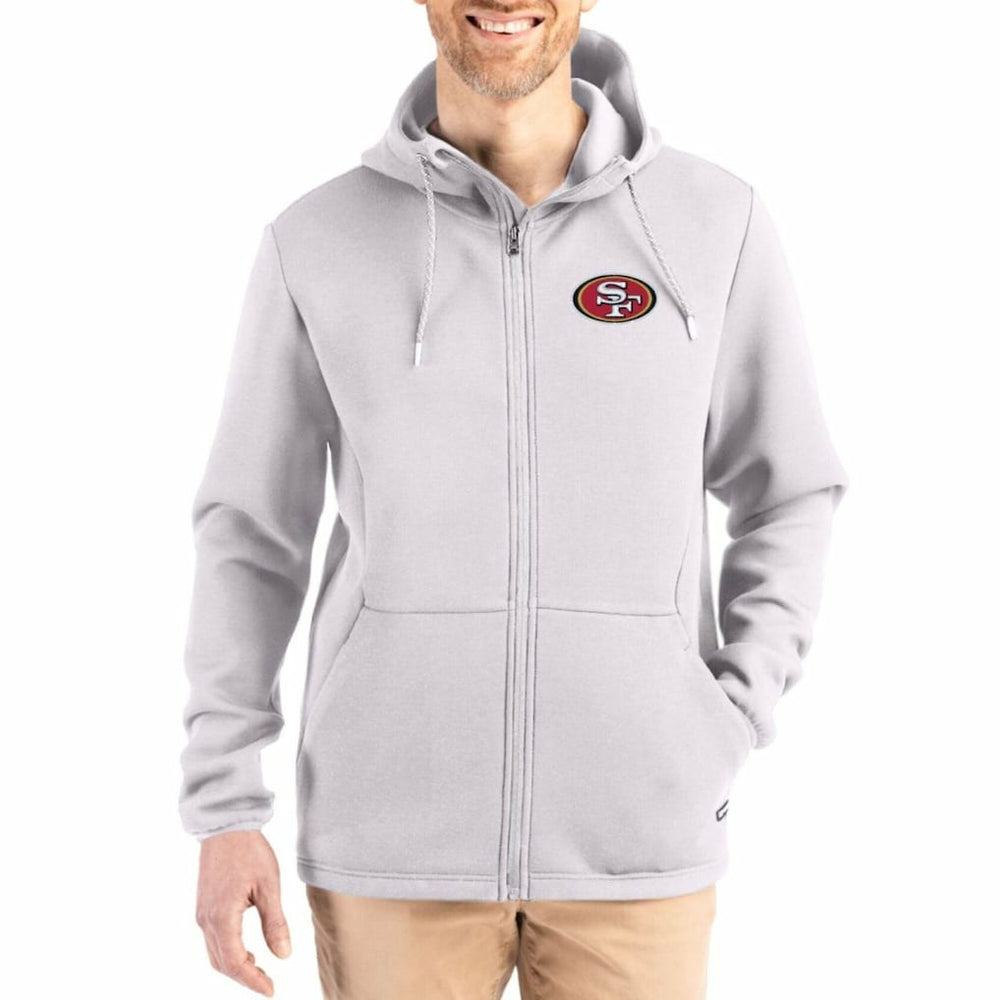 San Francisco 49ers Cutter & Buck Roam Epic Comfort Recycled Full-Zip Hoodie Jacket Gray