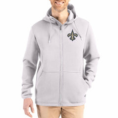 New Orleans Saints Cutter & Buck Roam Epic Comfort Recycled Full-Zip Hoodie Jacket Gray