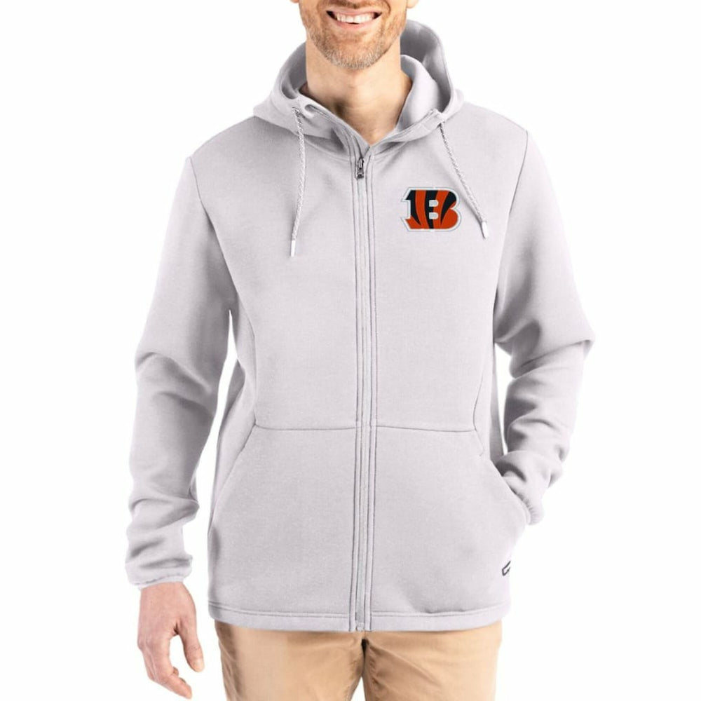 Cincinnati Bengals Cutter & Buck Roam Epic Comfort Recycled Full-Zip Hoodie Jacket Gray