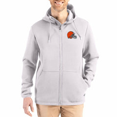 Cleveland Browns Cutter & Buck Roam Epic Comfort Recycled Full-Zip Hoodie Jacket Gray