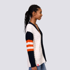 San Francisco Giants Lusso Women's Shyla Knit V-Neck Full-Zip Sweater - Black/White - MLB Discount