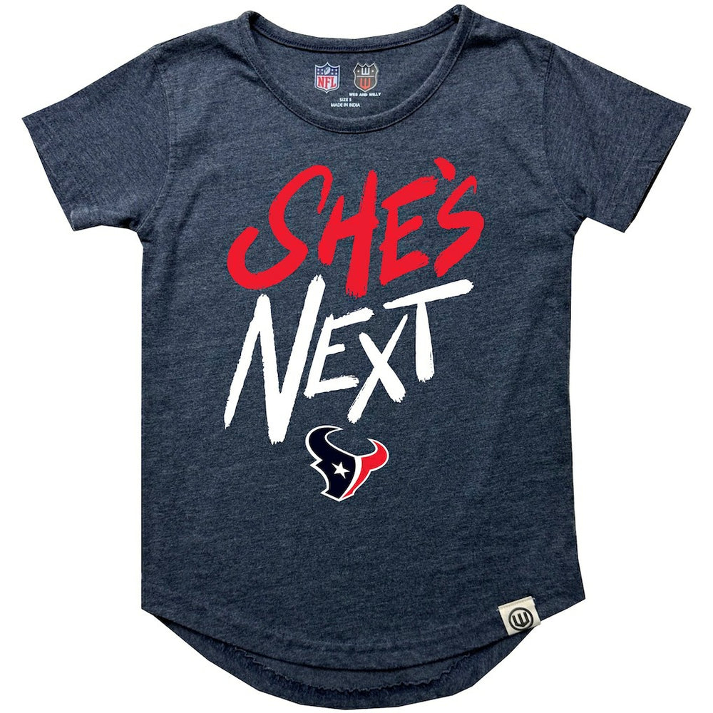 Houston Texans Wes & Willy Girls Youth She's Next Garment Washed T-Shirt Navy