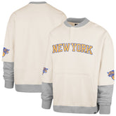 New York Knicks '47 Crossover Collection Trifecta Double Layered Fleece Sweatshirt Cream | 47 brand outlet