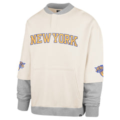 New York Knicks '47 Crossover Collection Trifecta Double Layered Fleece Sweatshirt Cream | 47 brand outlet