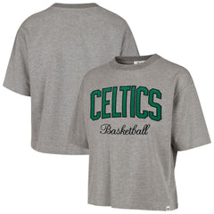 Boston Celtics '47 Women's Pivot Drop Needle Cropped T-Shirt Gray | 47 brand US