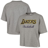 Los Angeles Lakers '47 Women's Pivot Drop Needle Cropped T-Shirt Gray | 47 brand discount