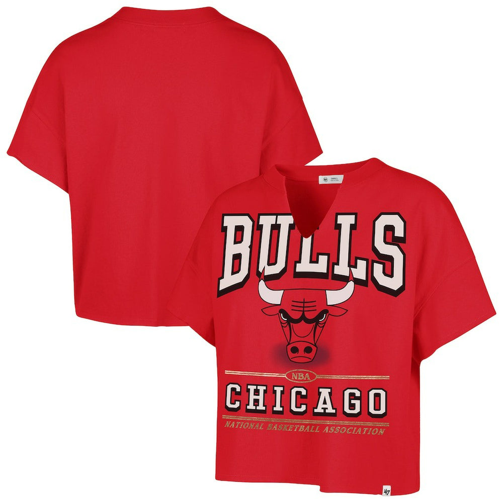 Chicago Bulls '47 Women's Elation Oversized Notch Neck T-Shirt for sale Red | 47 brand discount