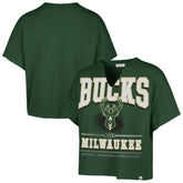 Milwaukee Bucks '47 Women's Elation Oversized Notch Neck T-Shirt Hunter Green | 47 brand Lifestyle