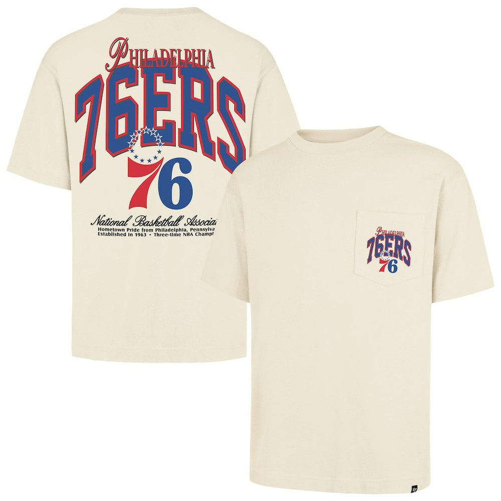 Philadelphia 76ers '47 Unisex Crossover Collection Foundation Pocket T-Shirt Cream | 47 brand online