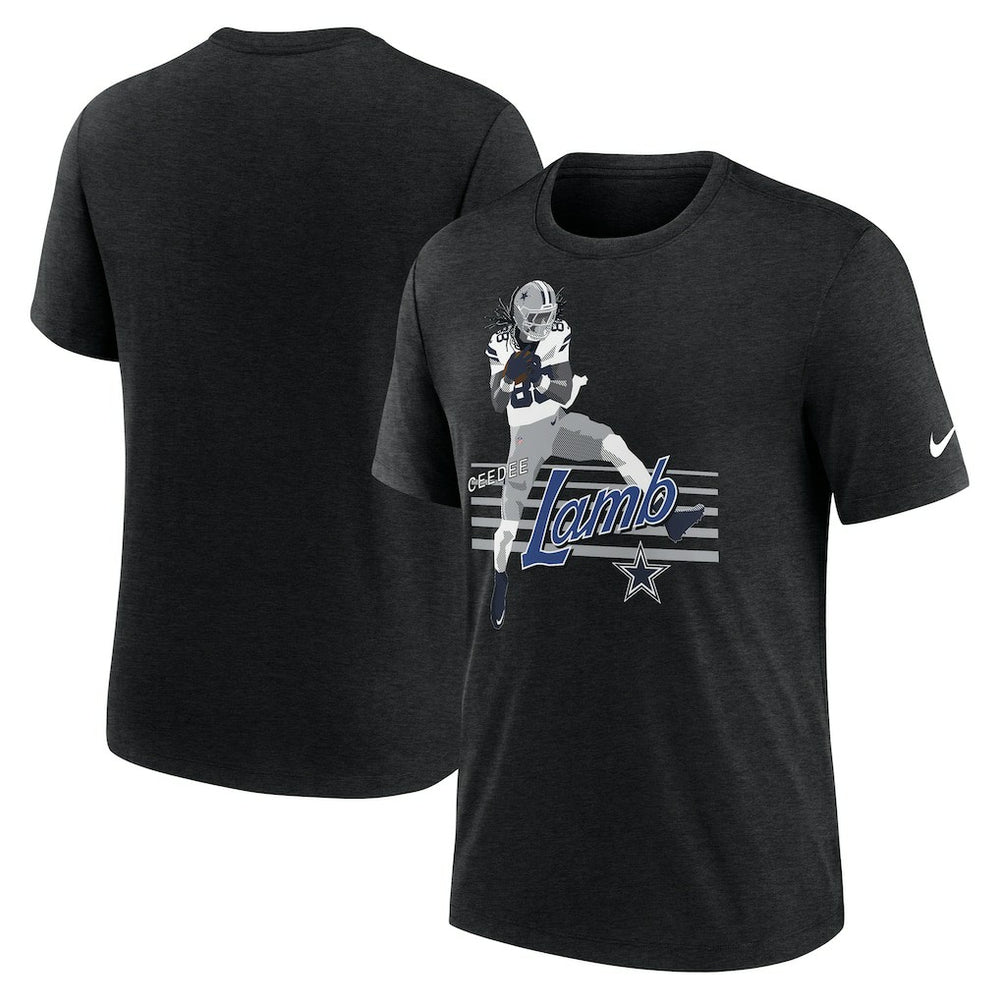 Nike CeeDee Lamb Dallas Cowboys Player Graphic T-Shirt Heather Black